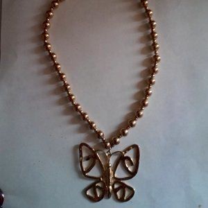 Gold Necklace Butterfly Hangs 10"  Butterfly Is 2" x 2" Bead Chain